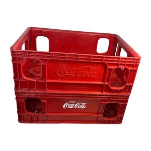 Set of 2 Vintage Husky Coca-Cola 15x11 Stacking Red Storage Crate